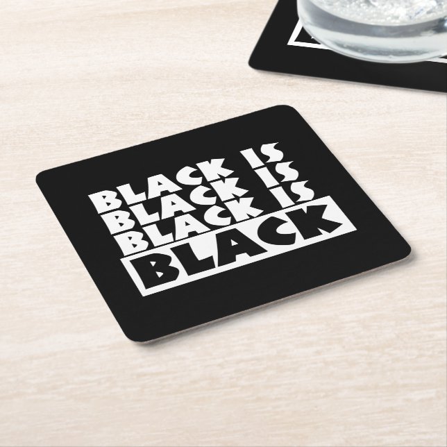 Black Is Black Square Paper Coaster (Angled)