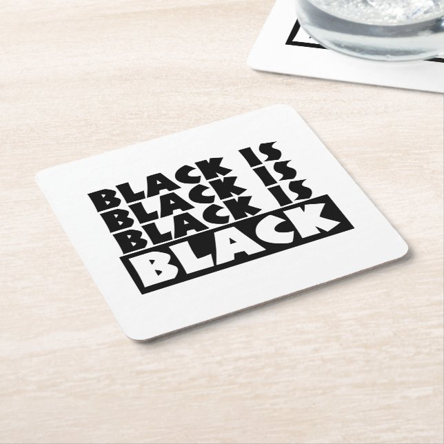 Black Is Black Square Paper Coaster (Angled)