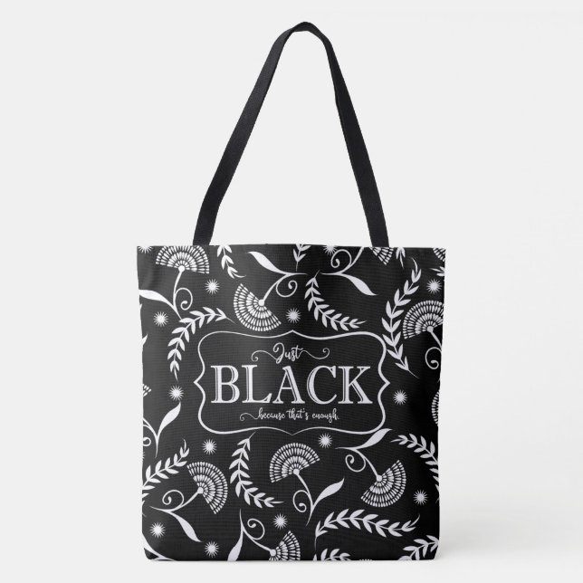 Black is Enough Black/White Reversible Tote Bag (Front)