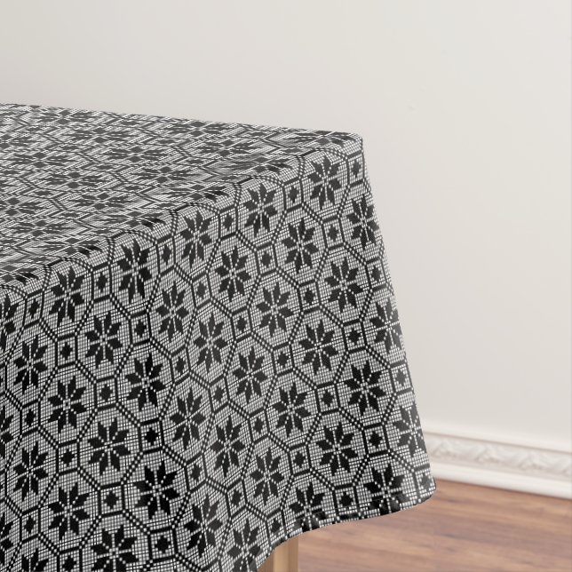 Black Isolated lace cross-stitch fabric texture Tablecloth (In Situ)