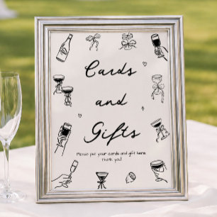 Black Italian Bridal Shower Cards and Gifts Poster