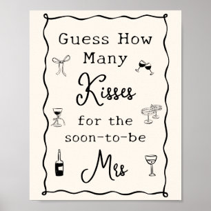 Black Italian Bridal Shower Guess How Many Kisses Poster