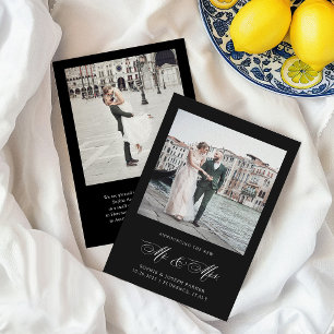 Black   Italian Elegance Photo Wedding  Announcement