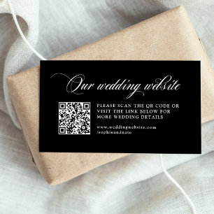 Black Italian Elegance   Wedding Website QR Code Enclosure Card