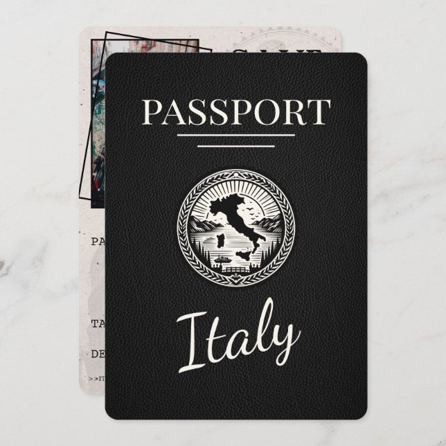 Black Italy Passport Save The Date (Front/Back)