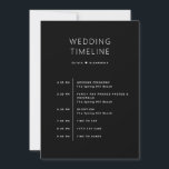 Black Itinerary & Timeline | Minimalist Wedding Invitation<br><div class="desc">This minimalist double sided wedding timeline card in black offers a bold yet elegant statement for couples seeking sophistication, drama, and refinement in their wedding details. The deep, timeless black background creates a striking contrast, providing a dramatic backdrop that enhances your celebration with class and elegance. On one side, the...</div>