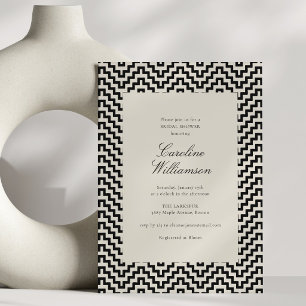 Black Ivory Art Deco Geometric Bridal Shower Invitation