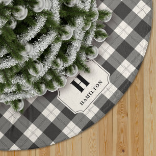 Black & Ivory Buffalo Plaid Monogram Tree Skirt