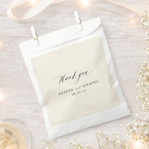 Black ivory calligraphy script thank you wedding favour bags
