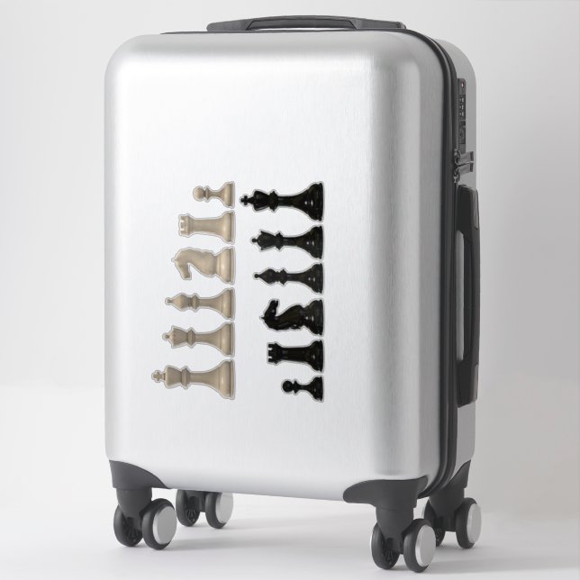Black & Ivory Chess Pieces CustomCut Vinyl Sticker (Suitcase)
