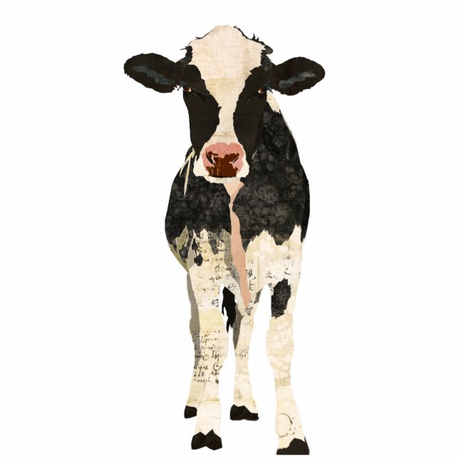 Black & Ivory Cow Sculpture Standing Photo Sculpture (Front)