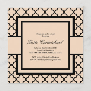 Black & Ivory Damask Invitation