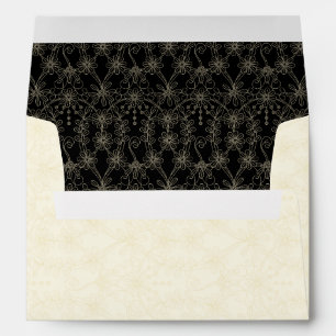 Black Ivory Gold Daisy Floral A7 Wedding Envelope
