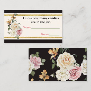 Black, Ivory, Gold Floral Bridal Shower Game Card