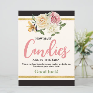 Black, Ivory, Gold Floral Bridal Shower Table Sign