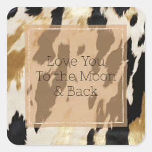 Black Ivory Gold Western Cowhide Square Sticker