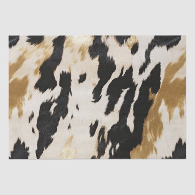 Black Ivory Gold Western Cowhide Tissue Paper (Front)