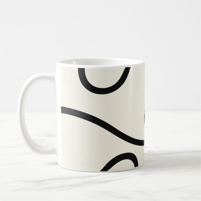 Black Ivory Loop Line Abstract Coffee Mug (Left)