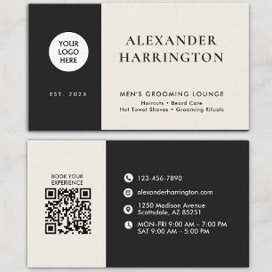 Black Ivory Qr Code Social Icon Barber Grooming Business Card