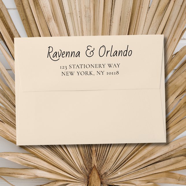 Black & Ivory Stripes Retro Minimalist Wedding Envelope (Creator Uploaded)