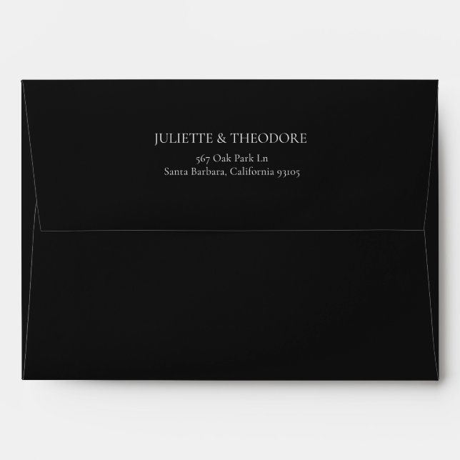 Black & Ivory Wedding Envelope with Address Panel (Back (Top Flap))