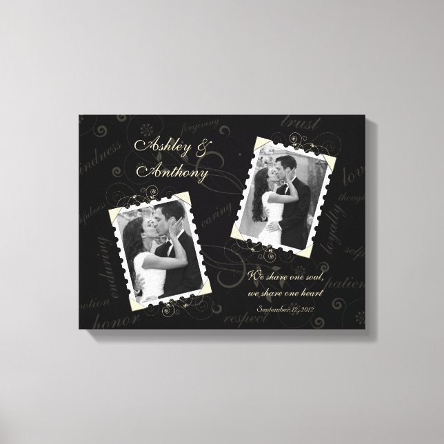 Black Ivory Wedding Photo Wrapped Canvas Print (Front)