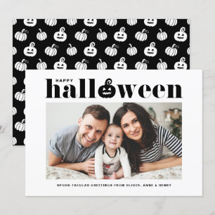 Black Jack-o'-lantern Photo Happy Halloween Announcement
