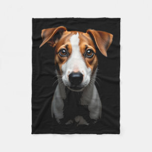 Black Jack Russell Terrier Dog Jack Russell Face Fleece Blanket