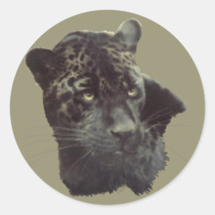 Black Jaguar Classic Round Sticker