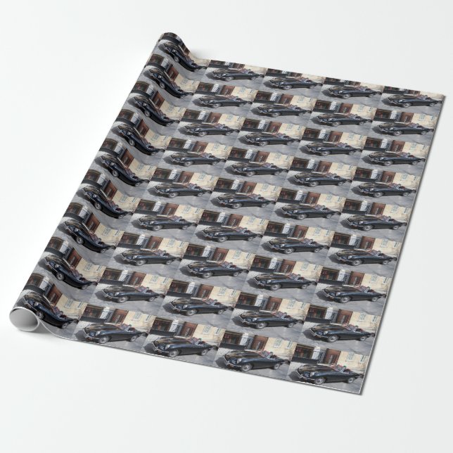 Black Jaguar E Type Roadster Wrapping Paper (Unrolled)