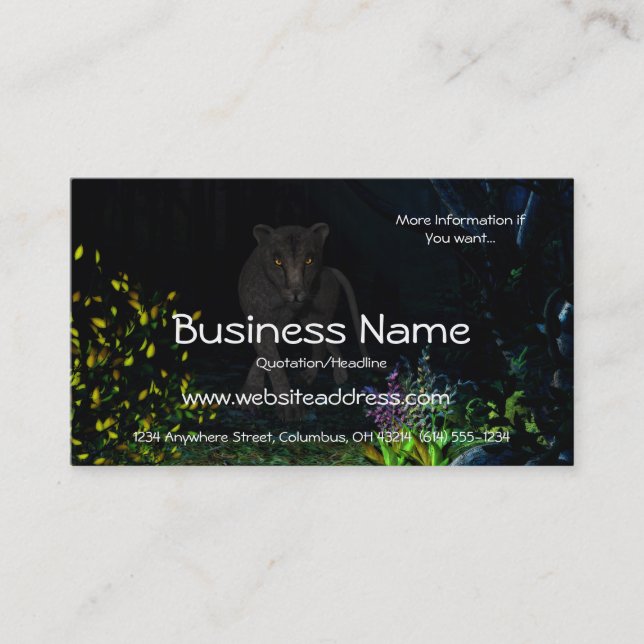 Black Jaguar in the Woods Business Cards (Front)