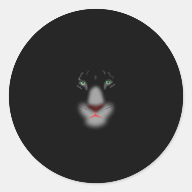 Black Jaguar or panther Big Cat Face Classic Round Sticker (Front)