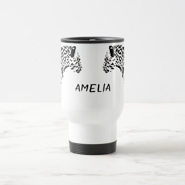 Black Jaguar Personalised Travel Mug (Center)