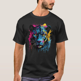 Black Jaguar Wildlife Big Cat Lover Colourful Spla T-Shirt