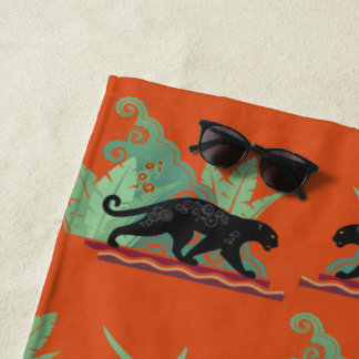 Black Jaguars Beach Towel