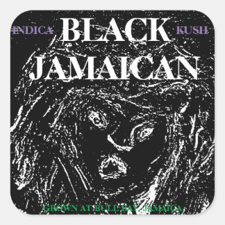 BLACK JAMAICAN KUSH SQUARE STICKER