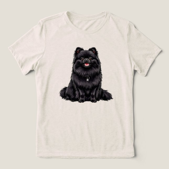 Black Japanese spitz dog Tri-Blend Shirt (Design Front)