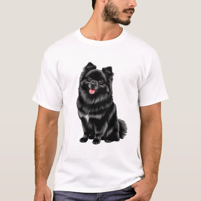 Black Japanese Spitz T-Shirt (Front)
