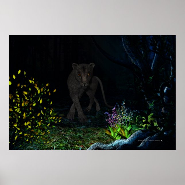 Black Jaquar in the Woods Print (Front)