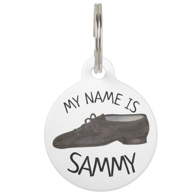 Black Jazz Dance Shoe Teacher Choreographer Dancer Pet Tag (Front)