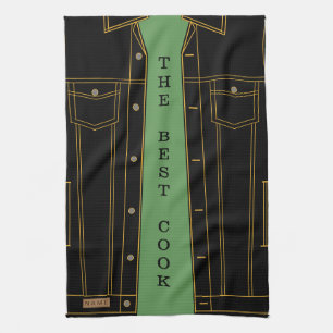 Black Jeans Jacket Funny Kitchen Towel Custom Text