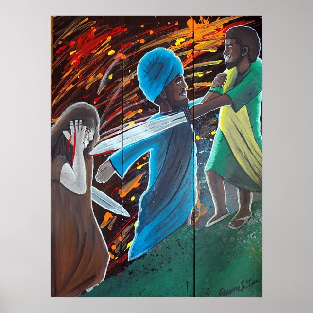 Black Jesus Arrested at Gethsemane Poster (Front)