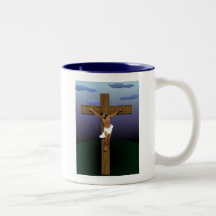 Black Jesus Christ Two-Tone Coffee Mug