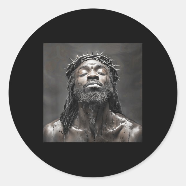 Black Jesus, Christianity, Church, Christ, Jesus _ Classic Round Sticker (Front)