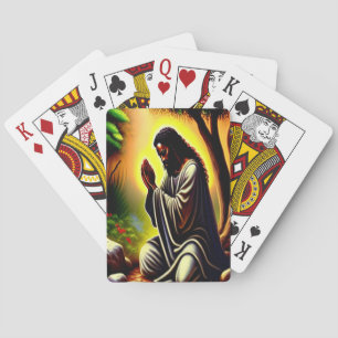 Black Jesus Praying in Gethsemane Playing Cards