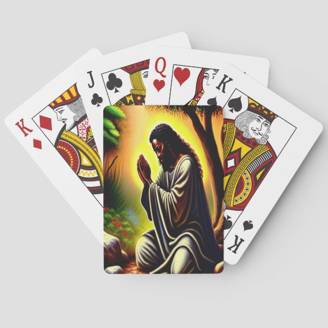 Black Jesus Praying in Gethsemane Playing Cards (Back)