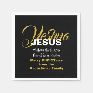Black JESUS REASON SEASON Christmas Paper Napkin