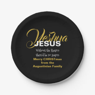 Black JESUS REASON SEASON Christmas Paper Plate