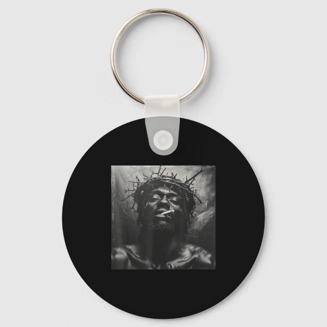 Black Jesus Smokes, Christianity, Church, Christ,  Key Ring (Front)