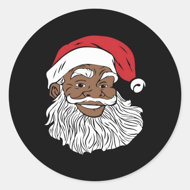 Black Jolly Santa Fun African American Santa Classic Round Sticker (Front)
